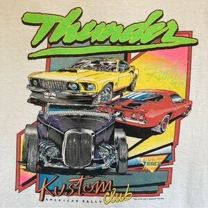 J. Galt Thunder Kustom Club Car Rally 1984 80s Retro USA Graphic T Shirt One Sz